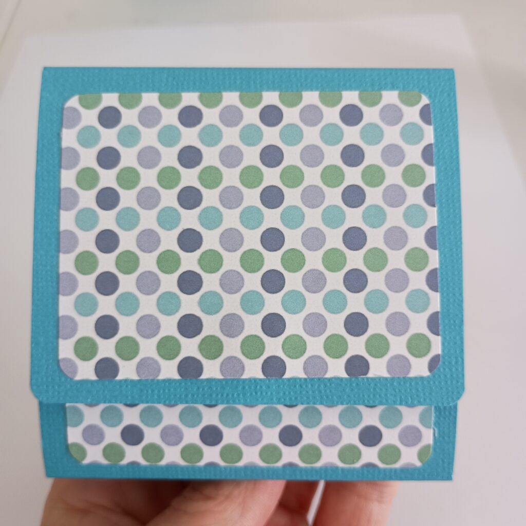 3x3 Square Sticky Notepad. Aqua base with green blue and purple muted polka dots