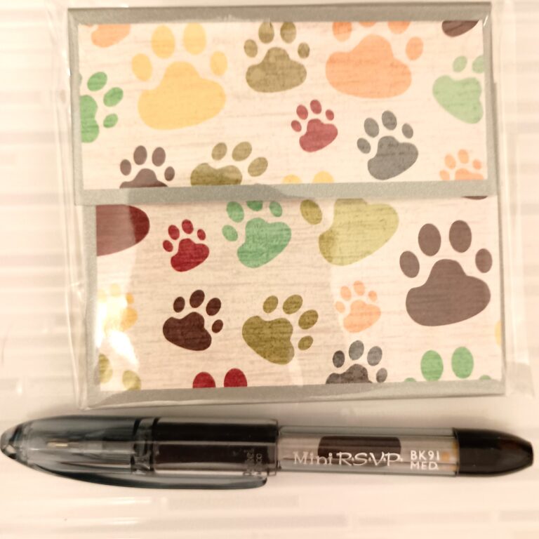 Paw Print 3×3 Sticky Notepad with Mini Pen Set
